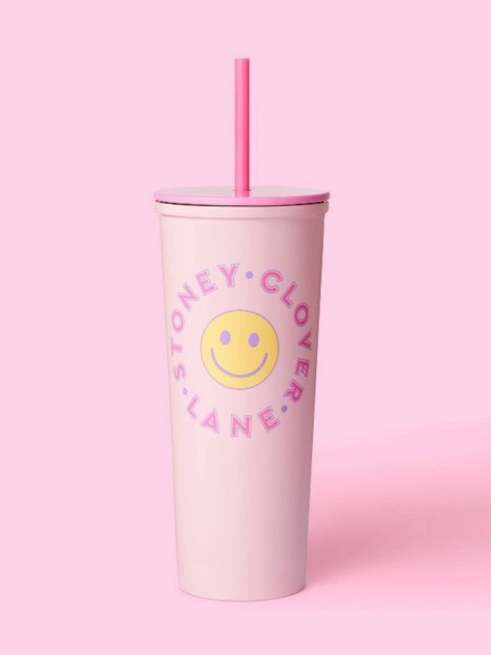 Stoney Clover Lane X Target Pink Smiley Face Metal Heart Straw Tumbler